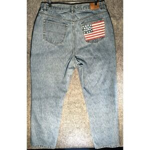 Tommy Hilfiger Jeans Women's Sz 16 Straight Leg Flag Pocket Acid Wash Blue Denim